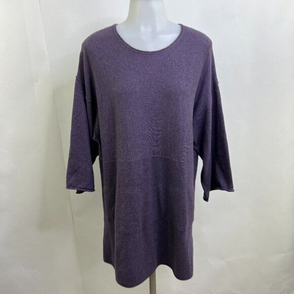 Pure J Jill Tunic XS Purple Cashmere Cotton Long Top Sweater Knit Solid Oversize